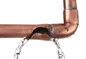 broken copper pipe